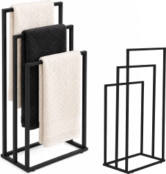 ModernHome freestanding metal towel rack with 3 arms, black