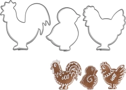 Cookie cutter set rooster, hen and chick – 3 pcs