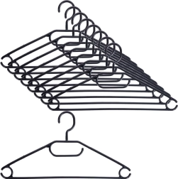Juodi pasukami drabužių pakabos, 10 vnt.