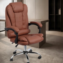 Ergonomiška biuro kėdė iš eko odos, ruda