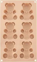 Silikoninė sausainių ir keksiukų forma „meškučiai“ 30 × 17,5 × 2 cm, smėlio spalvos