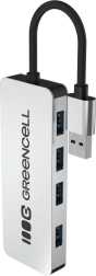 USB šakotuvas „Greencell Basic“ 4× USB‑A 3.0 su integruotu kabeliu