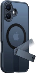 Dėklas TORRAS Pstand Spin su pasukamu stovu, skirtas iPhone 16, juodas