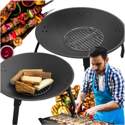 Nešiojamas sodo laužavietės dubuo 55 cm, juodas, plieninis