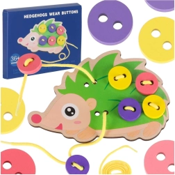 Medinis veriamos dėlionės ežiukas su sagomis – edukacinis žaislas smulkiajai motorikai