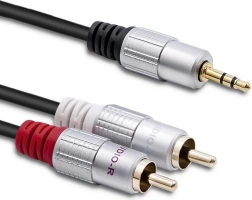 Audio kabelis 2x RCA į 3,5 mm mini lizdą (mini jack), 3 m, juodas