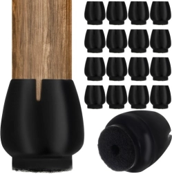 Kėdžių kojelių silikoniniai antgaliai su veltiniu, 16 vnt. rinkinys (12–16 mm), juodi