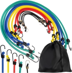 Elastiniai bagažo diržai su kabliukais, 12 vnt.