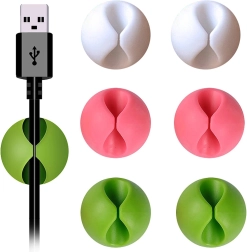 Lipnūs silikoniniai kabelių laikikliai – 6 vnt. rinkinys