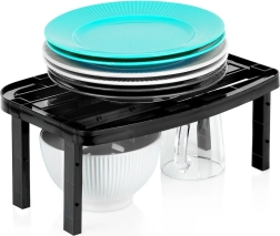 Kitchen stackable shelf, black, adjustable height 31 × 22 × 14.5/11.5 cm