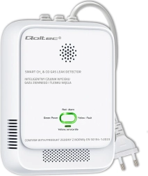Dujų ir anglies monoksido nuotėkio detektorius su 85 dB aliarmu ir LED