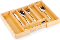 Expandable Bamboo Drawer Organizer for Cutlery 28–45 × 33.5 cm