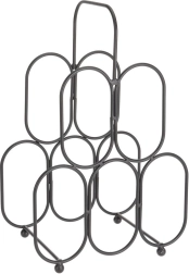 Metalinis vyno stovas, juodas, 5 buteliams, 27 × 40,5 cm