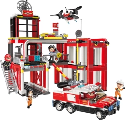 Qman MineCity Fire Station Headquarters – building set for kids