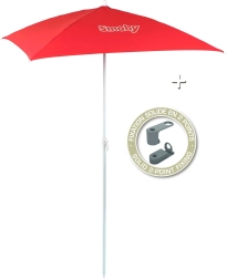 Smoby skėtis nuo saulės prie pikniko staliuko ir sodo namelių