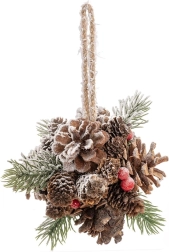 Pakabinamas plastikinis rutulys kankorėžio formos, raudonas, 12 cm