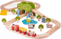 Medinė traukinių trasa „Ferma“ iš Bigjigs Rail