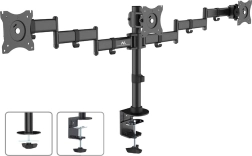 Stalinis laikiklis 3 monitoriams su dvigubomis svirtimis 13–27 cm, 8 kg