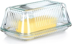 Stiklinė sviestinė Vilde, gofruotas dizainas, 17 × 10 × 7 cm