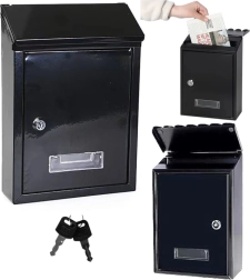 Pašto dėžutė iš cinkuoto plieno, juoda 26,5 × 18,5 × 6,5 cm