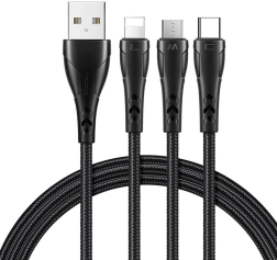 Įkrovimo kabelis 3‑in‑1 USB į USB‑C / Lightning / Micro USB 1,2 m juodas Mcdodo