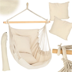 Brazilinis kabantis krėslas su pakoju 130 cm, smėlio spalvos