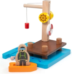 Bigjigs Rail uostas su kranu, valtimi ir naru