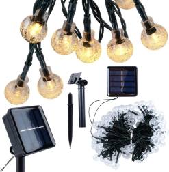 Saulės energija maitinama sodo girlianda 10 m, 100 LED, šilta balta