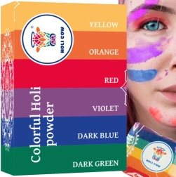 Spalvoti holi milteliai Holi Cow – 6 spalvų rinkinys (6×100 g)