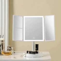 Sulankstomas kosmetinis veidrodis su LED apšvietimu 3×