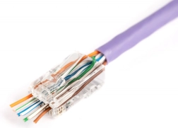 Pass-through RJ45 (8P8C) connector Cat. 6, unshielded, AWG 26–24, pack of 100