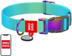 Nailoninis šunų antkaklis su QR kodu WAUDOG gradient, mėlynas, dydis M