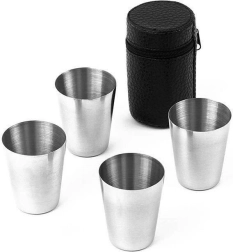 Nerūdijančio plieno taurelės dėkle 30 ml, 5 dalių rinkinys