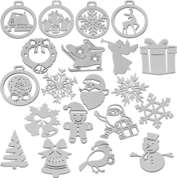 Wooden Christmas tree ornaments 9 cm, set of 20 pcs Ruhhy