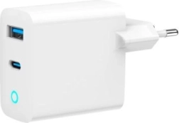 Fast USB‑A/USB‑C GaN 30 W Charger with LED, PD and QC 3.0 – White