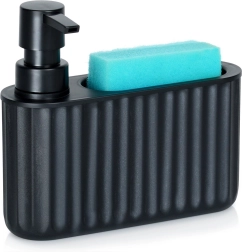 Indų ploviklio dozatorius su kempinėlės laikikliu, juodas 400 ml