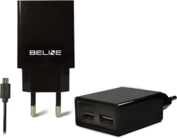 Tinklo įkroviklis BELINE 2× USB su microUSB kabeliu 2 A, juodas