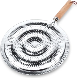 Metal flame diffuser for stove 21 cm with wooden handle