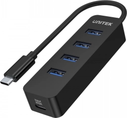 Aktyvus USB‑C šakotuvas UNITEK su 4× USB‑A 3.1, 10 W