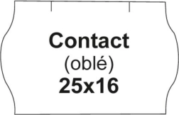 Ovalios kainų etiketės CONTACT, baltos 25 × 16 mm, ritinėlis 1125 vnt.