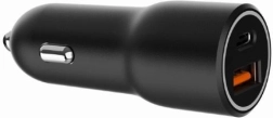 Greitas juodas USB-A/USB-C automobilinis įkroviklis 38 W PD