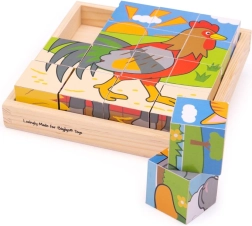 BIGJIGS TOYS paveikslėlių kubeliai – ferma