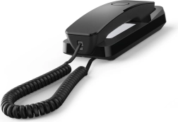 Gigaset Desk 200 juodas – kompaktiškas laidinis telefonas stalui ir sienai
