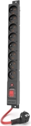Acar R8 Power surge-protected extension strip, 8× 230 V, 1.5 m, black, 16 A