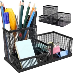 Juodas tinklinis stalo organizatorius su 3 skyreliais