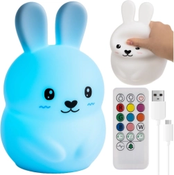 Izoxis vaikiška naktinė LED RGB lempa kiškutis su nuotolinio valdymo pultu