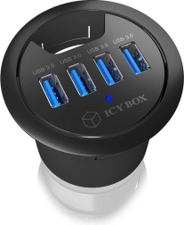 ICY BOX desk grommet USB hub for 60 mm opening, 4× USB 3.0