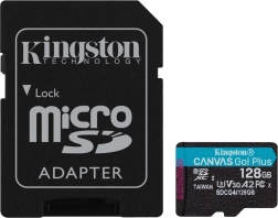 MicroSD Card 128 GB Kingston Canvas Go! Plus A2 U3 V30 with Adapter