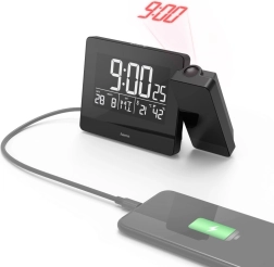 Projection Alarm Clock Plus Charge with USB Charging and DCF