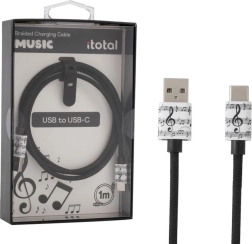 USB‑C įkrovimo laidas su muzikiniu motyvu